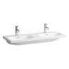 LUA Umywalka ścienna podwójna 1200 x 460 mm, dwukomorowa, z otworem przelewowym, bez otworów na baterie LAUFEN H8140810001091