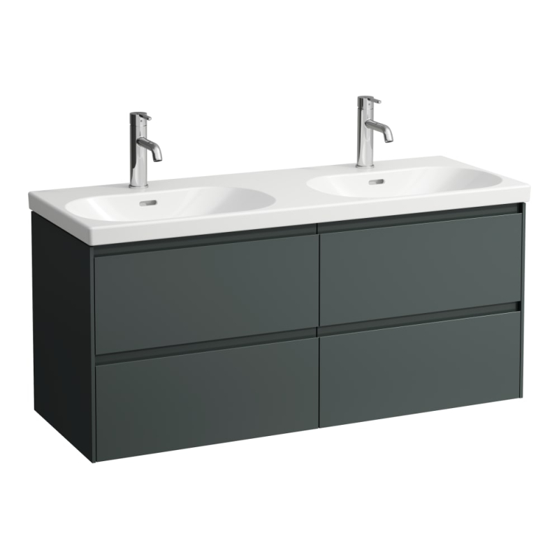 LUA Umywalka ścienna podwójna 1200x460 mm LCC, dwukomorowa, z otw. na baterie, z 2 otw. przel.  LAUFEN H8140814001041