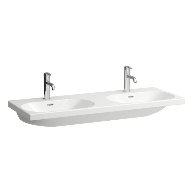 LUA Umywalka ścienna podwójna 1200 x 460 mm LCC, dwukomorowa, z otw. przelew., bez otworów na baterie LAUFEN H8140814001091