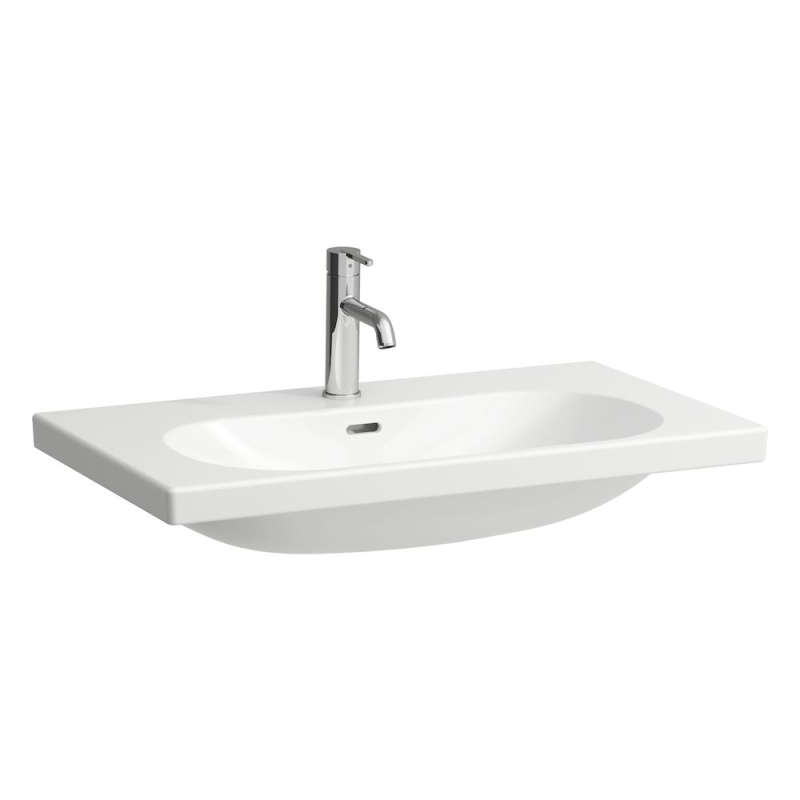 LUA Umywalka ścienna 800 x 460 mm LCC, szlifowany spód, z otworem na baterie, z otworem przelewowym LAUFEN H8160874001041