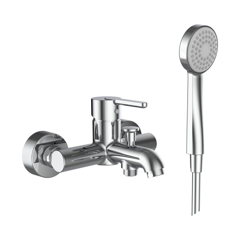 Bateria wannowo-prysznicowa ścienna, z zestawem prysznicowym LAUFEN H3210810041311