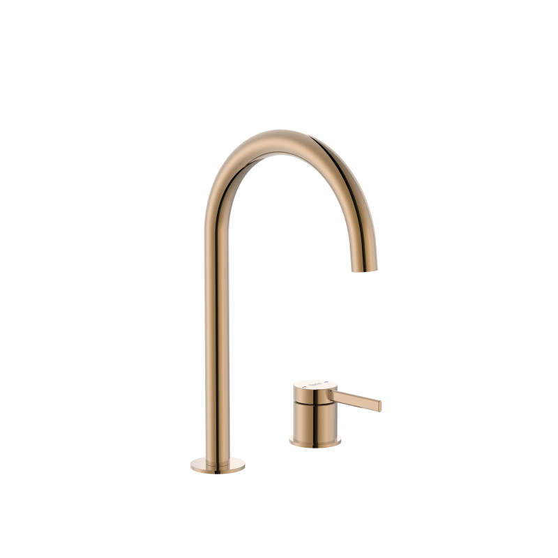 ONA Bateria umywalkowa dwuotworowa nablatowa, z korkiem click-clack PVD Rose Gold ROCA A5A389ERG0