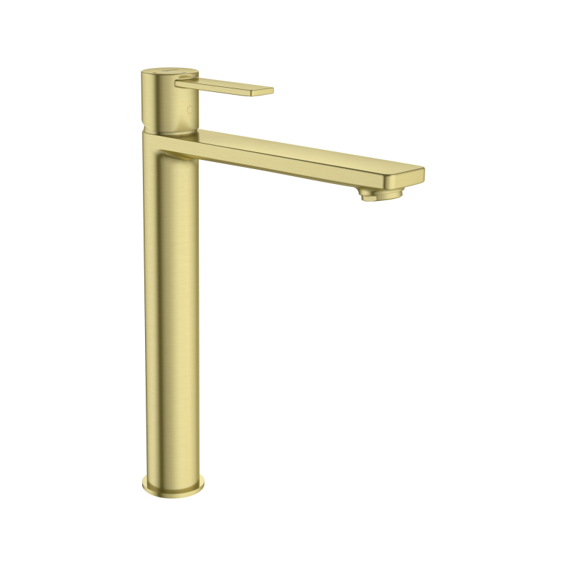 TARGA Bateria umywalkowa wysoka sztorcowa bez korka PVD Brushed Gold ROCA A5A345FVA0