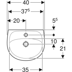 SOLO umywalka 40cm z/o biała KOŁO 72141000