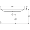 Umywalka Xeno2 140x48cm bez otw. Varicor GEBERIT 500.276.00.1