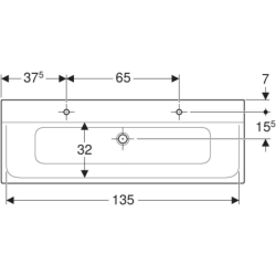 Umywalka Xeno2 140x48cm, 2 otw. Varicor GEBERIT 500.277.00.1