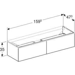 Szafka Xeno2 pod umywalkę 160 cm, 2 szuflady, biały połysk GEBERIT 500.346.01.1