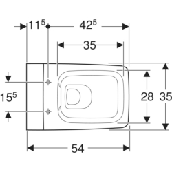 Miska wisząca Xeno2 Rimfree, lejowa, KT GEBERIT 500.500.01.1