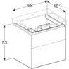 Szafka Xeno2 pod umywalkę 60 cm, 2 szuflady, szary mat płótno GEBERIT 500.506.43.1