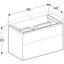 Szafka Xeno2 pod umywalkę 90 cm, 2 szuflady, szary mat płótno GEBERIT 500.509.43.1