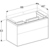 Szafka Xeno2 pod umywalkę 90 cm, 2 szuflady, szary mat płótno GEBERIT 500.509.43.1