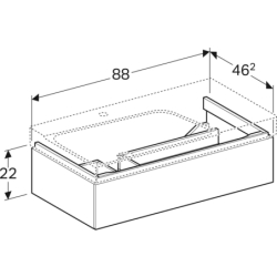 Szafka Xeno2 pod umywalkę 90 cm lewa, 1 szuflada, szary mat płótno GEBERIT 500.513.43.1
