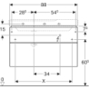 Szafka Xeno2 pod umywalkę 90 cm lewa, 2 szuflady,ciepły szary mat GEBERIT 500.515.00.1