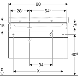 Szafka Xeno2 pod umywalkę 90 cm lewa, 2 szuflady, szary mat płótno GEBERIT 500.515.43.1