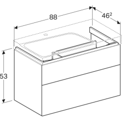 Szafka Xeno2 pod umywalkę 90 cm lewa, 2 szuflady, szary mat płótno GEBERIT 500.515.43.1