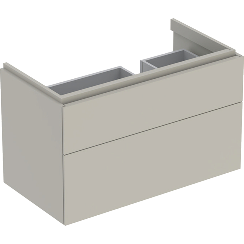 Szafka Xeno2 pod umywalkę 90 cm prawa, 2 szuflady, ciepły szary mat GEBERIT 500.516.00.1