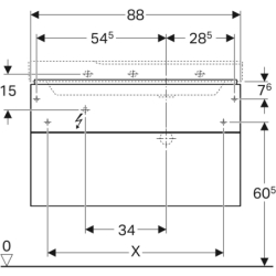 Szafka Xeno2 pod umywalkę 90 cm prawa, 2 szuflady, szary mat płótno GEBERIT 500.516.43.1