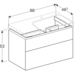 Szafka Xeno2 pod umywalkę 90 cm prawa, 2 szuflady, szary mat płótno GEBERIT 500.516.43.1