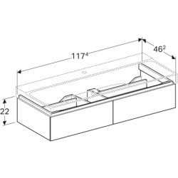 Szafka Xeno2 pod umywalkę 120 cm, 2 szuflady, szary mat płótno GEBERIT 500.517.43.1