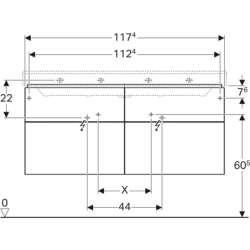 Szafka Xeno2 pod umywalkę 120 cm, 4 szuflady, szary mat płótno GEBERIT 500.518.43.1