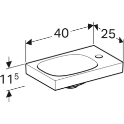 Umywalka Acanto, B40, otwór na baterię po prawej stronie GEBERIT 500.635.01.2