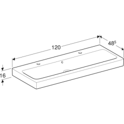 Umywalka iCon 120 cm, z 2 otworami GEBERIT 124020000