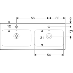 Umywalka iCon 120 cm, podwójna GEBERIT 124120000