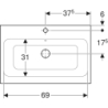 Umywalka iCon 75 cm, stawiana na blat GEBERIT 124575000