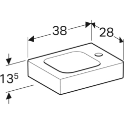 Umywalka iCon kompaktowa 38 cm, z półką po prawej stronie GEBERIT 124736000