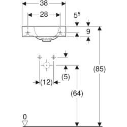 Umywalka iCon kompaktowa 38 cm, z półką po lewej stronie GEBERIT 124836000