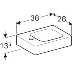 Umywalka iCon kompaktowa 38 cm, z półką po lewej stronie GEBERIT 124836000