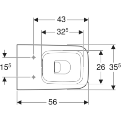 Stojąca miska WC iCon Square z ceramiczną muszą toaletową, przylegająca do ściany, kryte mocowania, Rimfree GEBERIT 211910000