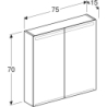 Szafka z lustrem Option, B75, z oświetleniem, 2 drzwi GEBERIT 500.205.00.1