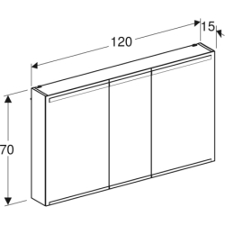 Szafka z lustrem Option, B120, z oświetleniem, 3 drzwi GEBERIT 500.207.00.1