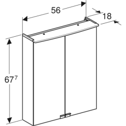 Szafka z lustrem Option Basic, B55, z oświetleniem, 2 drzwi GEBERIT 500.258.00.1
