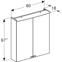 Szafka z lustrem Option Basic, B60, z oświetleniem, 2 drzwi GEBERIT 500.273.00.1