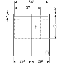 Szafka z lustrem Option, B60, z oświetleniem, 2 drzwi GEBERIT 500.582.00.1