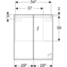 Szafka z lustrem Option, B60, z oświetleniem, 2 drzwi GEBERIT 500.582.00.1