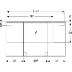 Szafka z lustrem Option Plus, B120, z oświetleniem, 3 drzwi GEBERIT 500.592.00.1