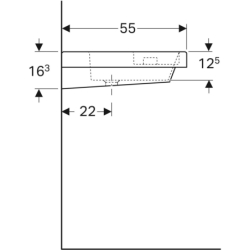 Umywalka Bambini B60 z boczną półką na gąbkę GEBERIT 162700000
