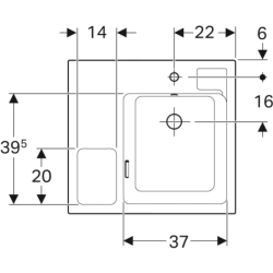 Umywalka Bambini B60 z boczną półką na gąbkę GEBERIT 162700000