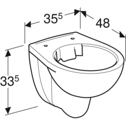 REKORD Miska ustępowa wisząca lejowa, Rimfree, krótka 48cm (deski tylko z montażem od góry) Koło K93121000