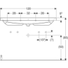 Umywalka Acanto B120cm, bez otworu, z przelewem Geberit 501.880.00.3