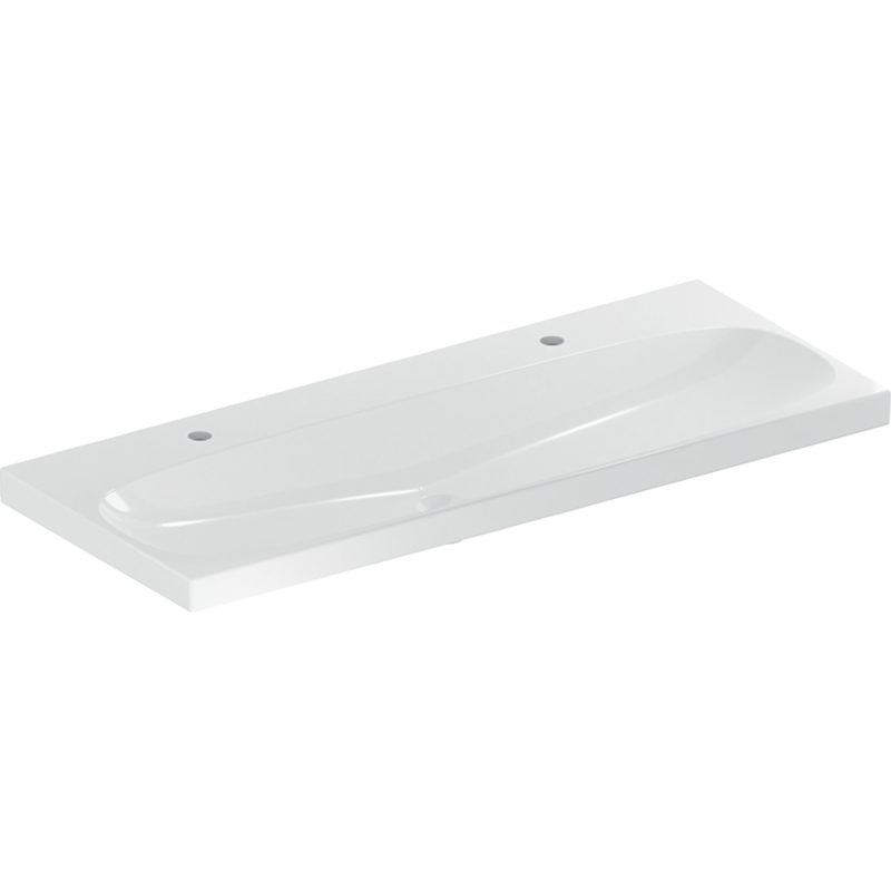Umywalka Acanto B120cm, otwór na baterię po lewej i prawej stronie, bez przelewu Geberit 501.880.00.5