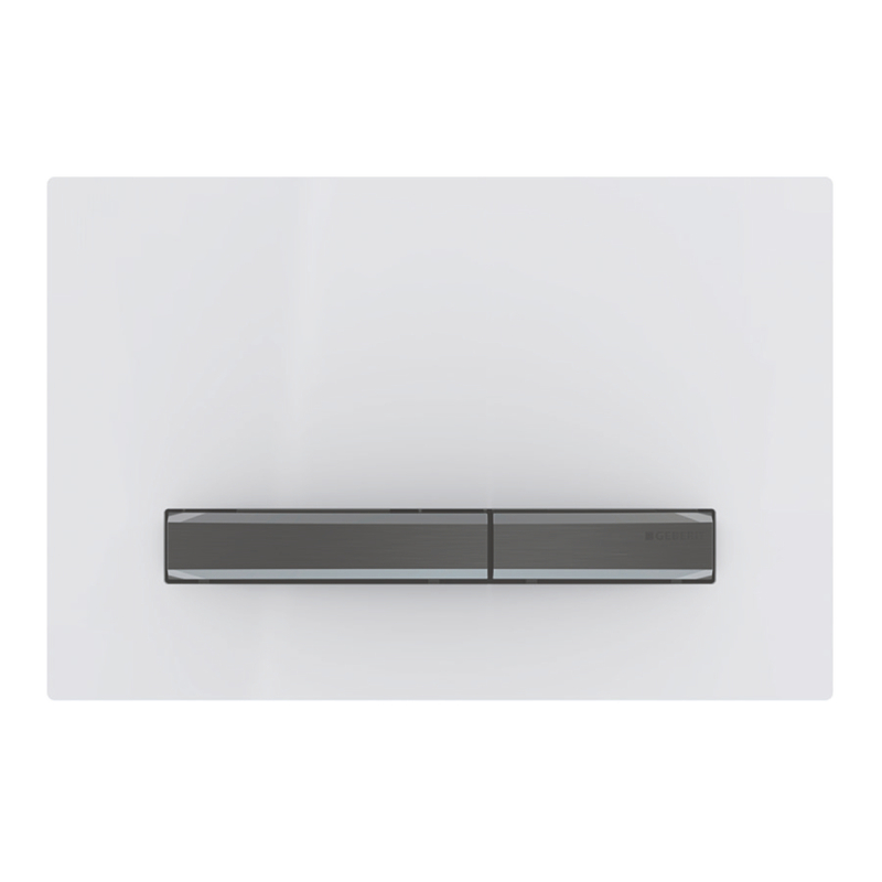 Przycisk uruchamiający Sigma50, przedni, biały, przyciski: czarny chrom, prostokątny GEBERIT 115.671.11.2