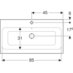 Umywalka iCon 90 cm, stawiana na blat GEBERIT 124590000