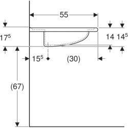 Umywalka Vitalis bez barier, B55 GEBERIT 221555000