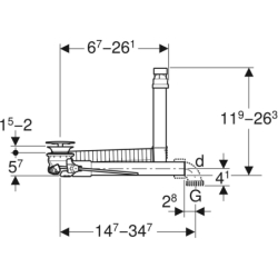 Zestaw odpływowo-przelewowy do umywalki Clou, slim, uruchamiany dźwignią, z pokrywą odpływu Geberit 152.013.21.1