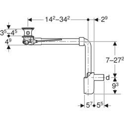 Odpływ umywalkowy slim, z korkiem zaworu zewnętrznego uruchamianym za pomocą dźwigni, d32 Geberit 152.072.21.1