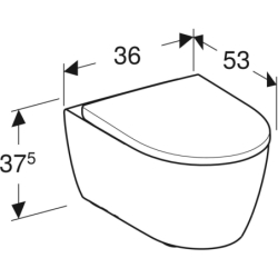 Wisząca miska WC iCon lejowa, ukryte mocowania, Rimfree, 53 cm, Biały-alpin / Matowy, zestaw z deską GEBERIT 501.663.JT.1